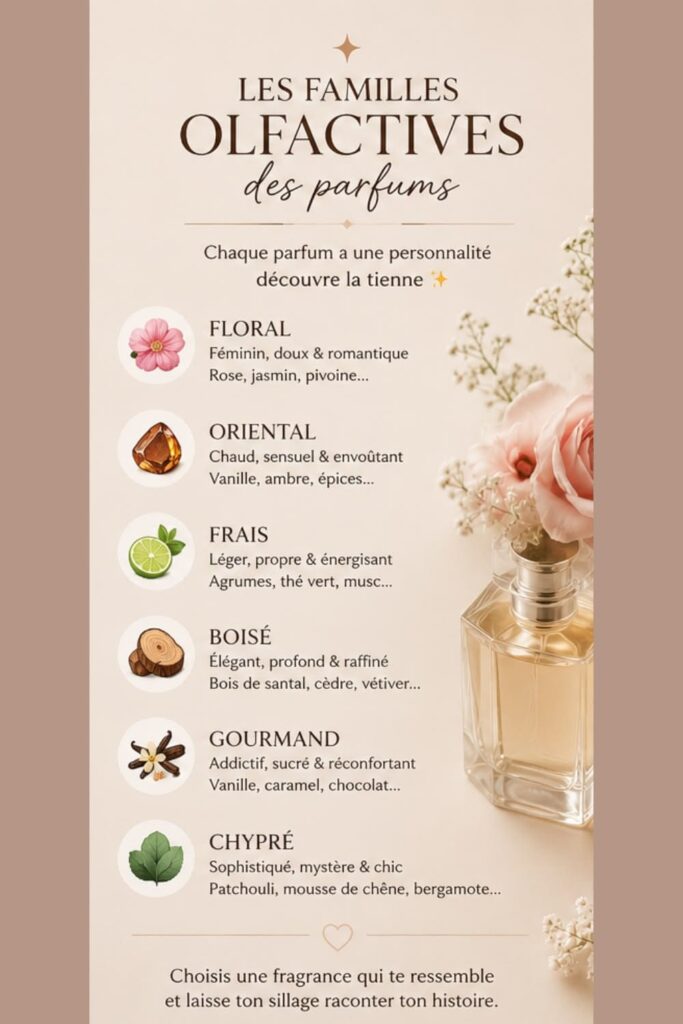 familles olfactives parfum floral boisé oriental